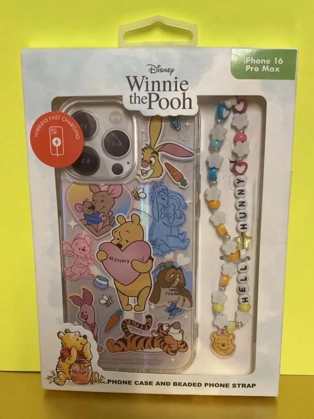 Disney Winnie the Pooh iPhone 16‎ Pro Max Case and Beaded Phone Strap Set